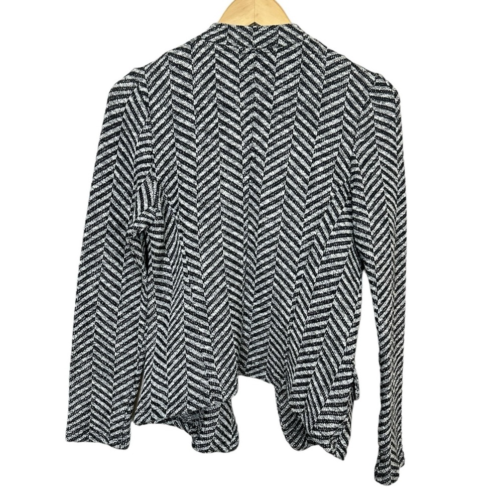 Anthropologie Dolan Black White Chevron Knit Open Blazer Women’s‎ Sz Medium - Picture 2 of 5